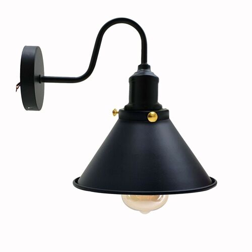 Industrial Metal Wall Light Fitting Vintage Cone shape Wall Sconce~3388 - All black - Yes