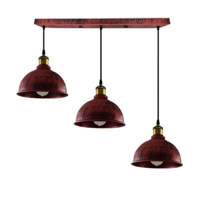 Lampadario a soffitto a gabbia in metallo con lampada a sospensione regolabile in rame spazzolato industriale vintage ~ 3386 - Rosso rustico - Sì