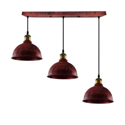 Lampadario a soffitto a gabbia in metallo con lampada a sospensione regolabile in rame spazzolato industriale vintage ~ 3386 - Rosso rustico - No