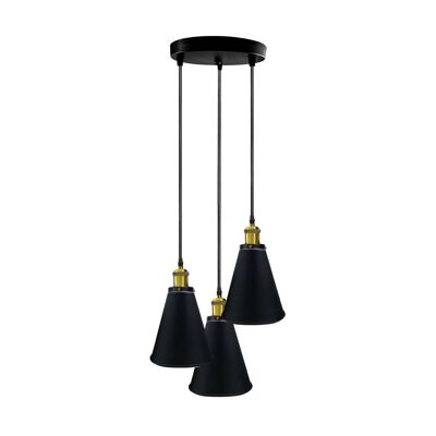 Retro Industrial 3- Head  Vintage Round Base Pendant  Celling light~3385 - Black - yes