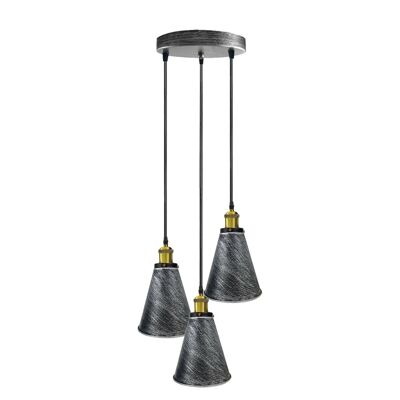 Retro Industrial 3- Head  Vintage Round Base Pendant  Celling light~3385 - Brushed Silver - yes