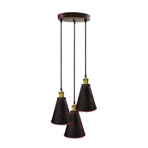 Retro Industrial 3- Head  Vintage Round Base Pendant  Celling light~3385 - Rustic Red - No