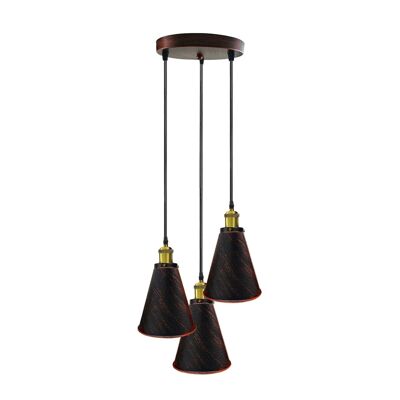 Retro Industrial 3- Head  Vintage Round Base Pendant  Celling light~3385 - Rustic Red - yes