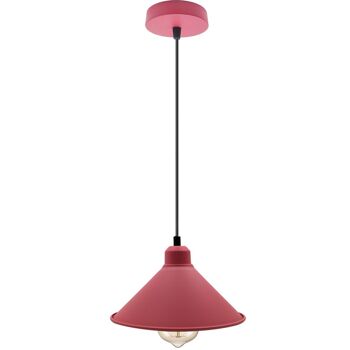 Lustre suspendu industriel rétro abat-jour conique de plafond couleur rose suspension en métal Vintage ~ 1001 - pendentif unique - oui 1