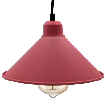 Lustre suspendu industriel rétro abat-jour conique de plafond couleur rose suspension en métal Vintage ~ 1001 - pendentif unique - oui 4