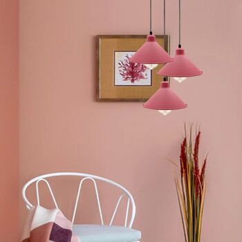 Lustre suspendu industriel rétro abat-jour conique de plafond couleur rose suspension en métal Vintage ~ 1001 - pendentif unique - oui 5