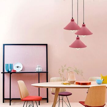 Lustre suspendu industriel rétro abat-jour conique de plafond couleur rose suspension en métal Vintage ~ 1001 - pendentif unique - oui 6