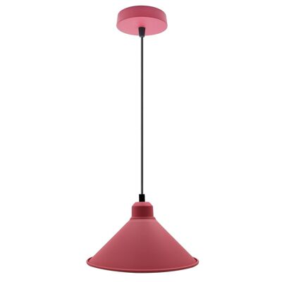 Lampadario a sospensione industriale retrò con paralume a soffitto colore rosa Lampada a sospensione in metallo vintage ~ 1001 - Pendente singolo - No