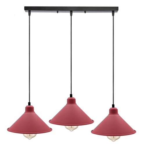 Retro Industrial Hanging Chandelier Ceiling Cone Shade pink colour  Vintage Metal Pendant light~1001 - 3  Head Rectangle  Pendant - yes