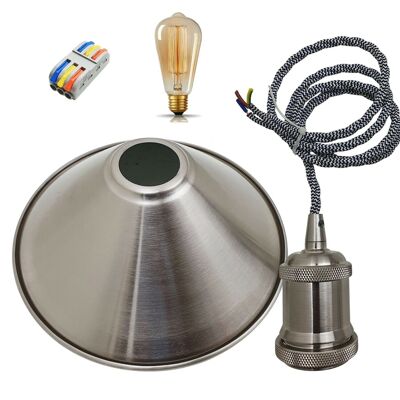 Moderne industrielle Lampenschirm-Lampen-Pendelleuchte aus Metall im Loft-Stil mit Stecker ~ 1027 - Ja