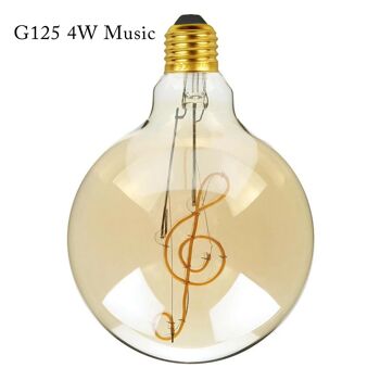 Edison LED Soft Light G125 E27 4W Musique Filament Verre Rétro Blanc Chaud~1041 2