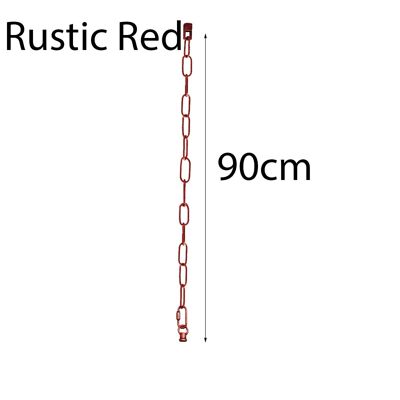 Lustre à suspension rouge rustique avec rallonge de chaîne, plafonnier ~ 1051