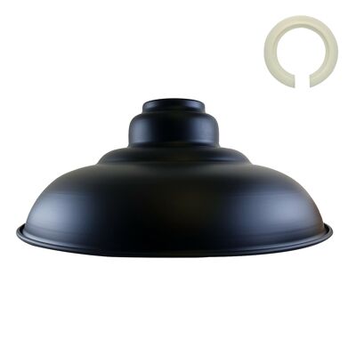 Schwarzer Hochglanz-moderner Lampenschirm aus Metall für den Innenbereich ~1083