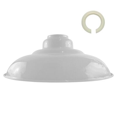 Weißer Hochglanz-moderner Lampenschirm aus Metall für den Innenbereich ~1090