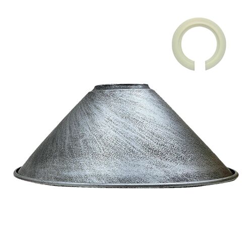 Industrial Vintage Metal 22cm Lampshade - Brushed Silver~1111
