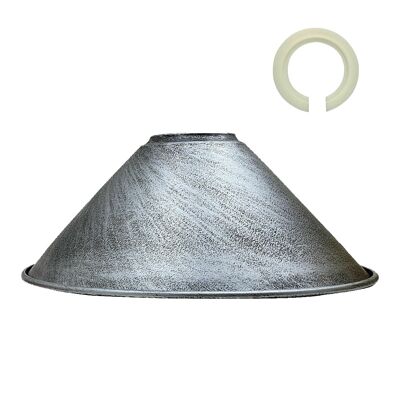 Industrieller Vintage Lampenschirm aus Metall, 22 cm – gebürstetes Silber~1111