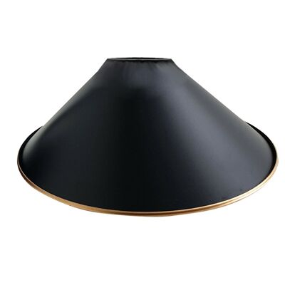 Abat-jour en forme de cône de bord doré de couleur noire ~ 1112