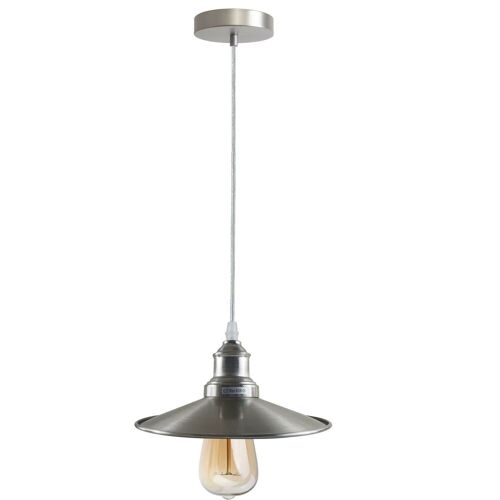Industrial Pendant Light, Metal Hanging Ceiling Lights Fixture with Metal Flat Shade~1275 - with bulb