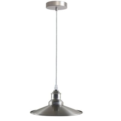 Lampada a sospensione industriale, plafoniera a sospensione in metallo con paralume piatto in metallo~1275 - senza lampadina