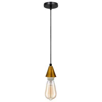 Industrial 1-Light Pendant Lighting Kitchen Island Hanging Lamps E27 Screw Lamp Bulb Holder with 1M Cable for Bedroom, Dining Room, Patio, Porch~1276 - Yellow Brass - Without Bulb