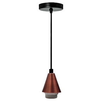 Lampes suspendues industrielles à 1 lumière pour îlot de cuisine Lampes à vis E27 avec câble de 1 m pour chambre à coucher, salle à manger, terrasse, porche ~ 1276 - Cuivre - Sans ampoule 1