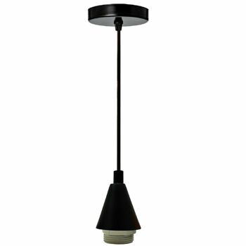 Lampes suspendues industrielles à 1 lumière pour îlot de cuisine Lampes à vis E27 avec câble de 1 m pour chambre à coucher, salle à manger, terrasse, porche ~ 1276 - Noir - Sans ampoule 1