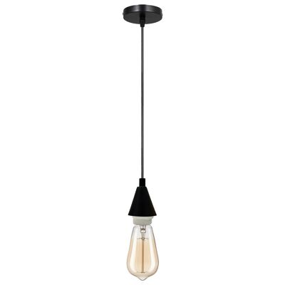 Luminaire suspendu industriel à 1 lumière pour îlot de cuisine Lampes suspendues E27 Porte-ampoule à vis avec câble de 1 m pour chambre à coucher, salle à manger, terrasse, porche ~ 1276 - Noir - Avec ampoule