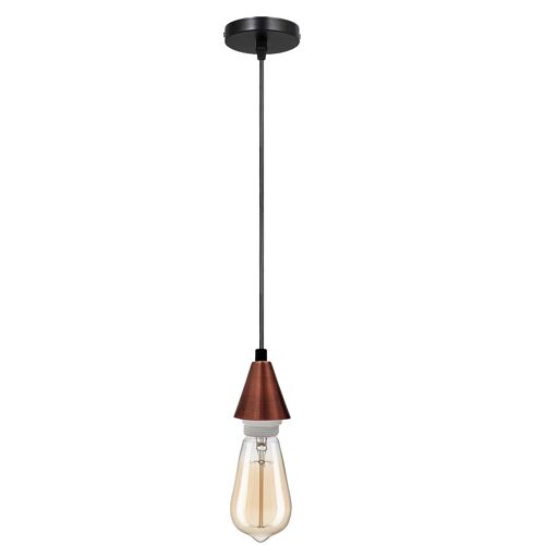 Industrial 1-Light Pendant Lighting Kitchen Island Hanging Lamps E27 Screw Lamp Bulb Holder with 1M Cable for Bedroom, Dining Room, Patio, Porch~1276 - Copper - With Bulb