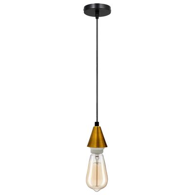 Industrial 1-Light Pendant Lighting Kitchen Island Hanging Lamps E27 Screw Lamp Bulb Holder with 1M Cable for Bedroom, Dining Room, Patio, Porch~1276 - Yellow Brass - With Bulb