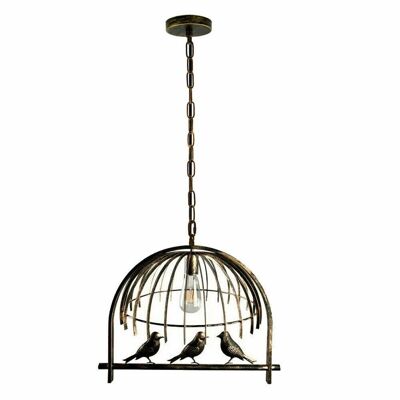 Lampadario a sospensione industriale a soffitto con gabbia per uccelli con lampadina GRATUITA ~ 2256 - rame rustico