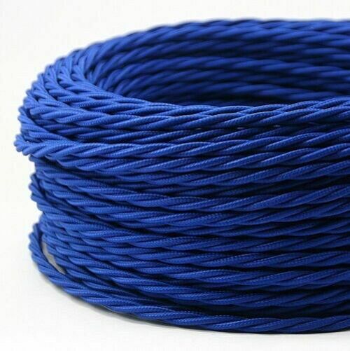 2 Core Braided Fabric Twisted and Round Cable Lighting Flex~2340 - Blue Twisted
