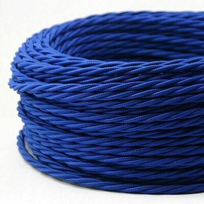 2 Core Braided Fabric Twisted and Round Cable Lighting Flex~2340 - Blue Twisted