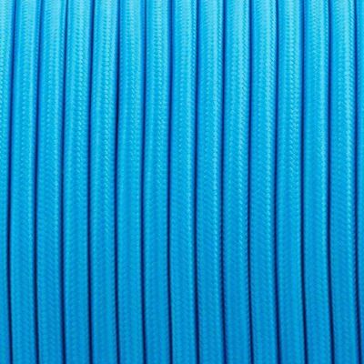 2 Core Braided Fabric Twisted and Round Cable Lighting Flex~2340 - Light Blue Round