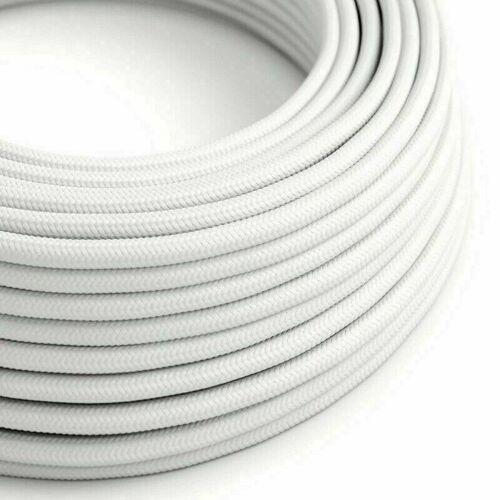 2 Core Braided Fabric Twisted and Round Cable Lighting Flex~2340 - White Round