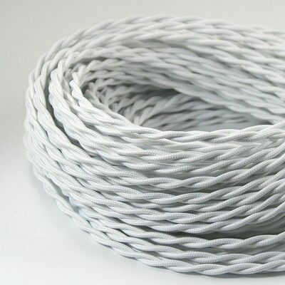 2 Core Braided Fabric Twisted and Round Cable Lighting Flex~2340 - White Twisted