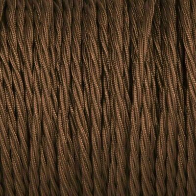 2 Core Braided Fabric Twisted and Round Cable Lighting Flex~2340 - Brown Twisted