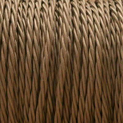 2 Core Braided Fabric Twisted and Round Cable Lighting Flex~2340 - Light Brown Twisted