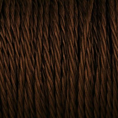 2 Core Braided Fabric Twisted and Round Cable Lighting Flex~2340 - Dark Brown Twisted