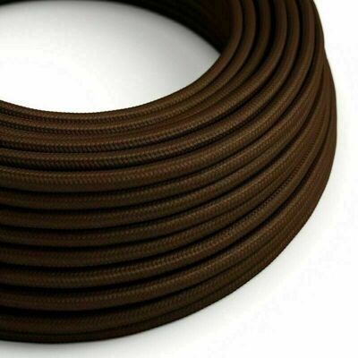 2 Core Braided Fabric Twisted and Round Cable Lighting Flex~2340 - Dark Brown Round