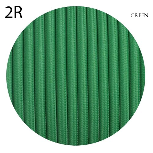 2 Core Braided Fabric Twisted and Round Cable Lighting Flex~2340 - Green Round