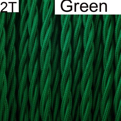 2 Core Braided Fabric Twisted and Round Cable Lighting Flex~2340 - Green Twisted