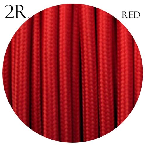2 Core Braided Fabric Twisted and Round Cable Lighting Flex~2340 - Red Round