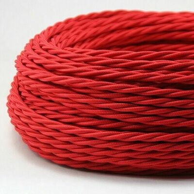 2 Core Braided Fabric Twisted and Round Cable Lighting Flex~2340 - Red Twisted