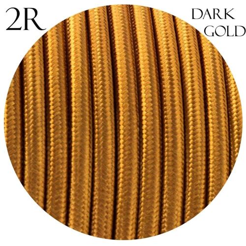 2 Core Braided Fabric Twisted and Round Cable Lighting Flex~2340 - Gold Round