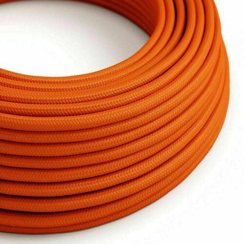 2 Core Braided Fabric Twisted and Round Cable Lighting Flex~2340 - Orange Round