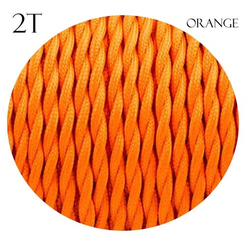 2 Core Braided Fabric Twisted and Round Cable Lighting Flex~2340 - Orange Twisted