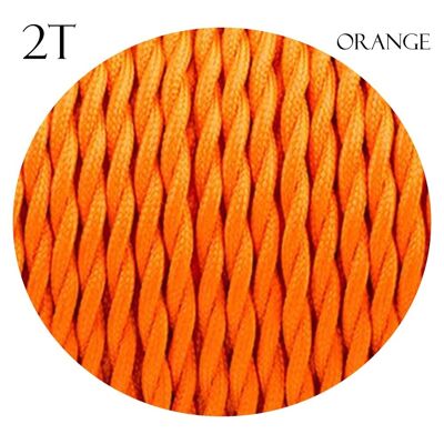 2 Core Braided Fabric Twisted and Round Cable Lighting Flex~2340 - Orange Twisted
