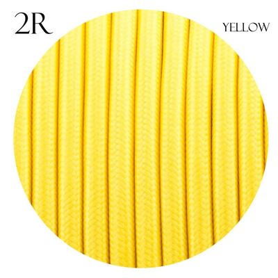 Cable de iluminación trenzado y redondo de tela trenzada de 2 núcleos Flex~2340 - Redondo amarillo