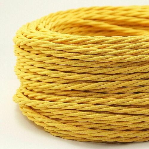 2 Core Braided Fabric Twisted and Round Cable Lighting Flex~2340 - Yellow Twisted