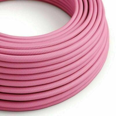2 Core Braided Fabric Twisted and Round Cable Lighting Flex~2340 - Pink Round